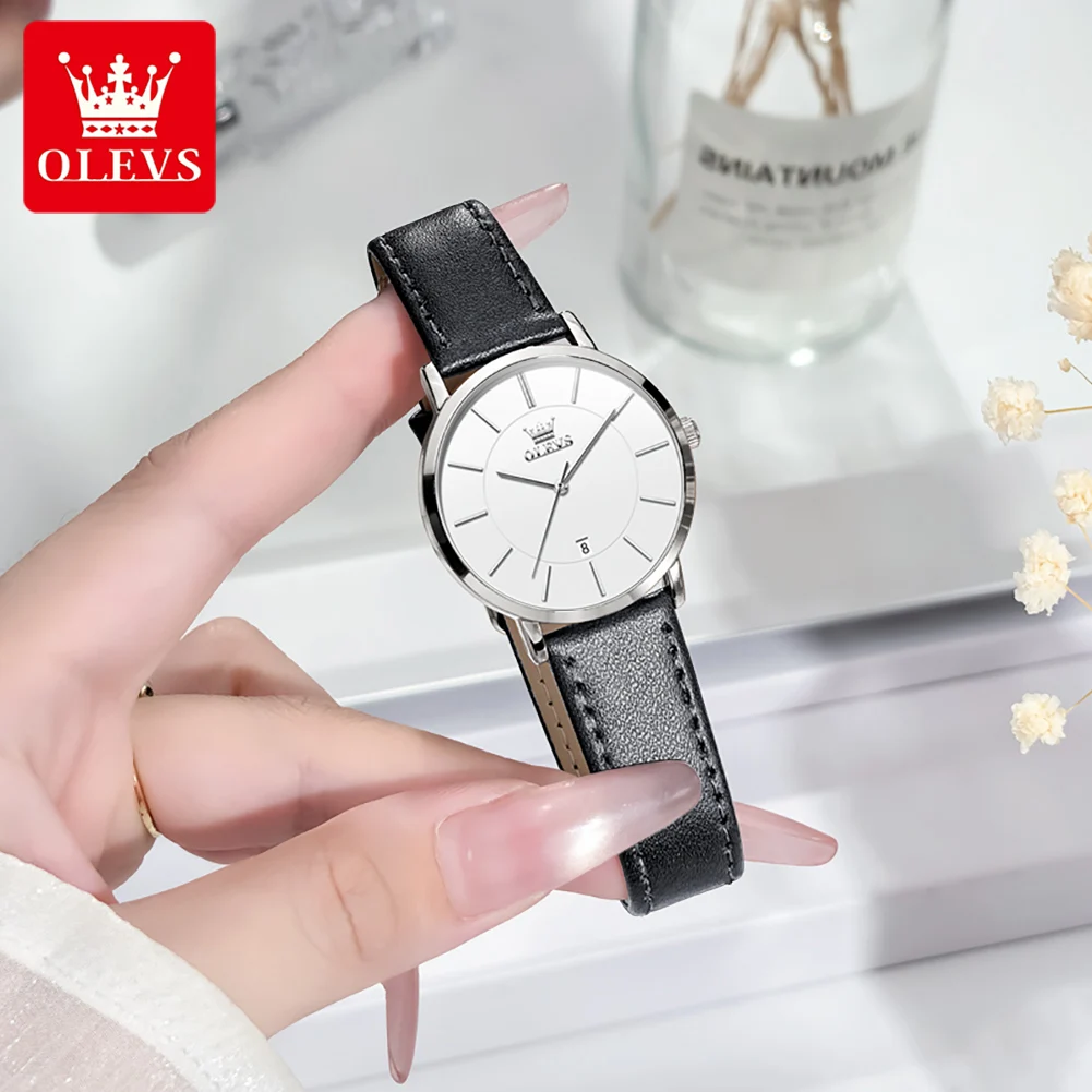 OLEVS الأصلي جديد بسيط امرأة ساعة حزام من الجلد مقاوم للماء السيدات ساعة اليد تاريخ أنيق كوارتز ساعات نسائية Reloj Mujer #5