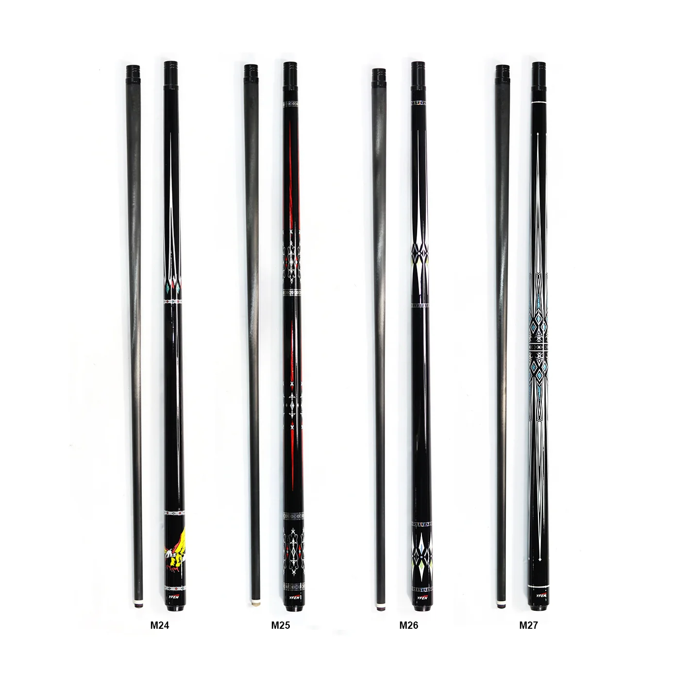 

New Arrival High-end Handmade Yfen Carbon Fiber Shaft and Maple Wood Butt 12.5mm Tip Billiard Pool Cue With Extension