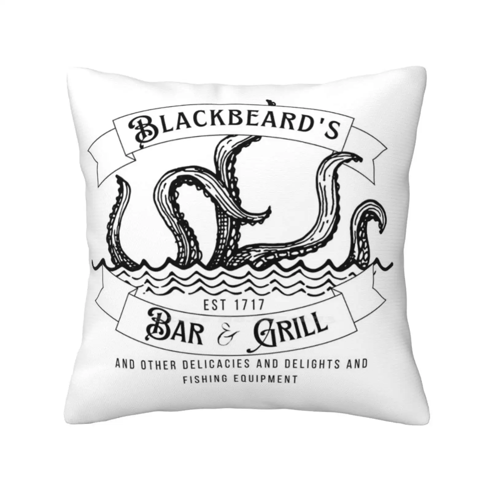 Bar And Grill Funny Cute Decor Square Pillowcase Our Flag Means Death Ofmd Blackbonnet Stede Bonnet The Revenge Kraken