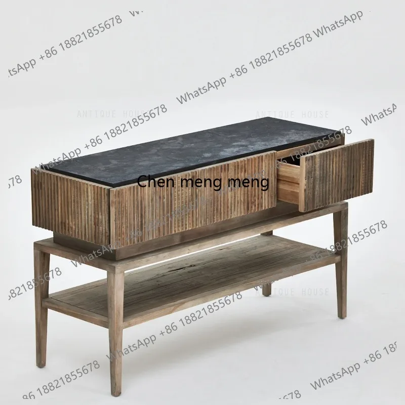 

Wooden Rustic Vintage Classic Elm Plywood Living Room Furniture Japandi Classic Antique Wooden Console Table