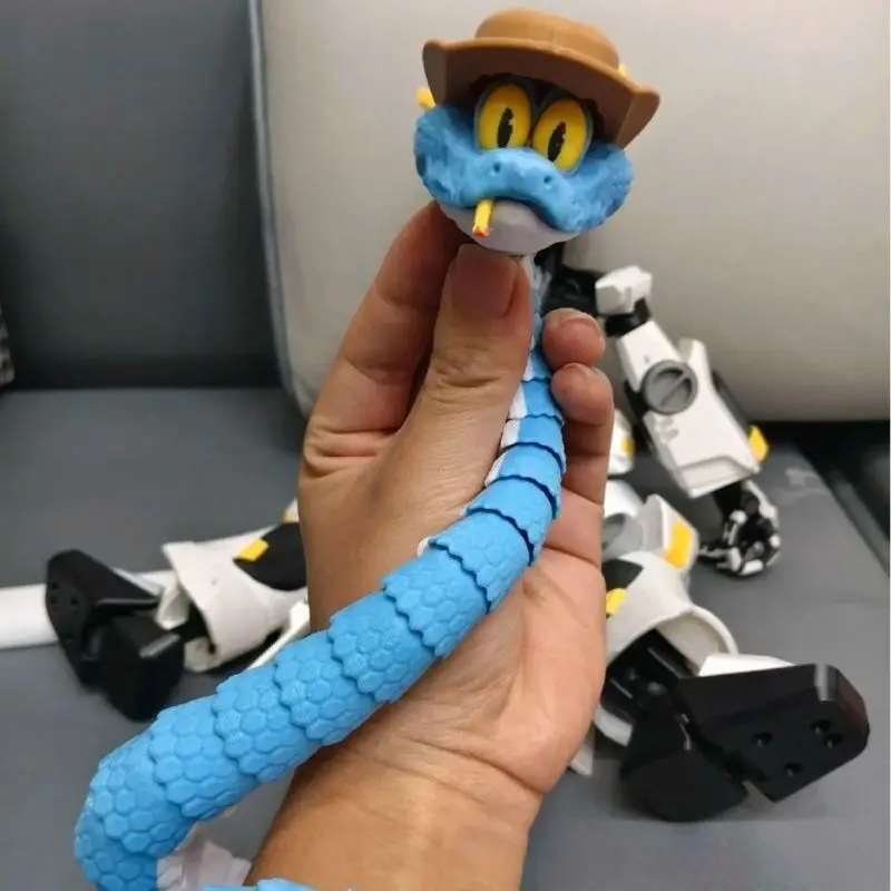 60cm Crazy Animals 3D Printed Snake Action Figure Flexible Joint Movable Simulation Gary Snake Model Toy Kids Christmas Gift