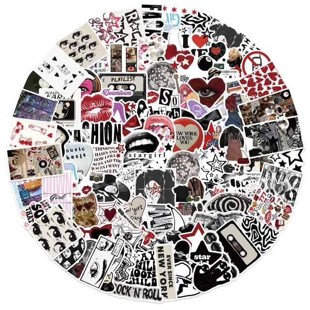10/50/100/150pcs Downtown Y2K Girls Aesthetics Retro Graffiti Stickers Phone Guitar Laptop Suitcase Waterproof Sticker Kids Toy 4