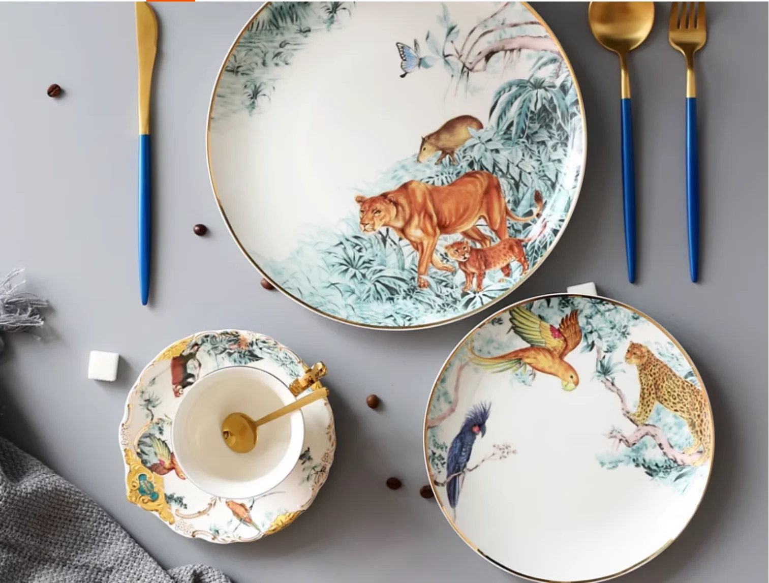 Jungle Animal Service Plate Tableware Set Nordic European Club Villa Restaurant Dessert Dinner Plates Table Steak Dish