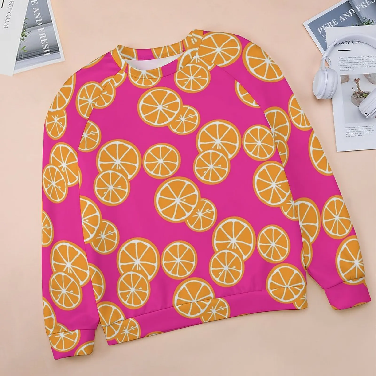 Oranges Slices Casual Hoodies Autumn Fruits Print Aesthetic Hoodie Long Sleeve Oversize Street Fashion Graphic Sweatshirts