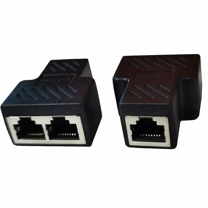 Divisor de Cable de red RJ45, 1 par, conector 1/2, 1 hembra a 2 hembra, adaptador RJ45, acceso simultáneo a Internet, banda ancha IPTV