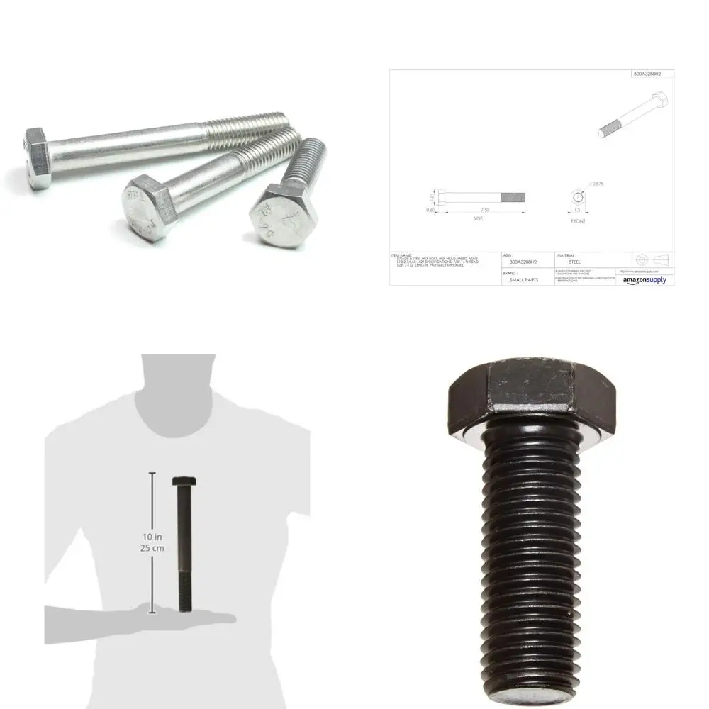 براغي سداسية من الفولاذ المقاوم للصدأ درجة A2-70، M12-1.75 × 80 مم، 125 قطعة، خيط خشن، ملولب جزئيًا، طول الخيط 2.25، #1