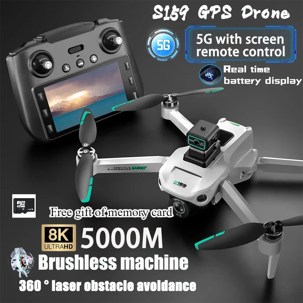 

2024 New S159 Drone Professional 8k Camera Four-Axis Aerial Photography with Screen Remote Control 5G WIFI GPS FPV Dron RC 5000M