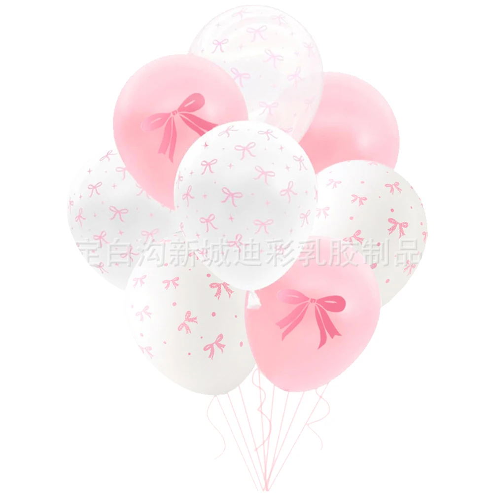 5/10/20pcs Latex Bow Balloons 12in Pink White Bow Theme Balloons Engagement Wedding Baby Shower Girls Birthday Party Decorations