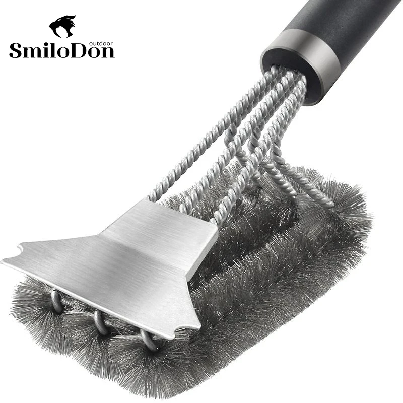 

Smilodon-barbecue cleaning brush camping accessories BBQ grill cleaning brush stainless steel tools Triangle cleaning brushes