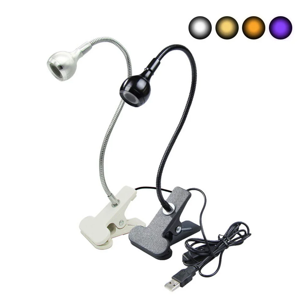 DC5V Clip on Led Desk Reading Lamp 3W Flexible Gooseneck USB Powered Clamps for Kids,Study,Notebook