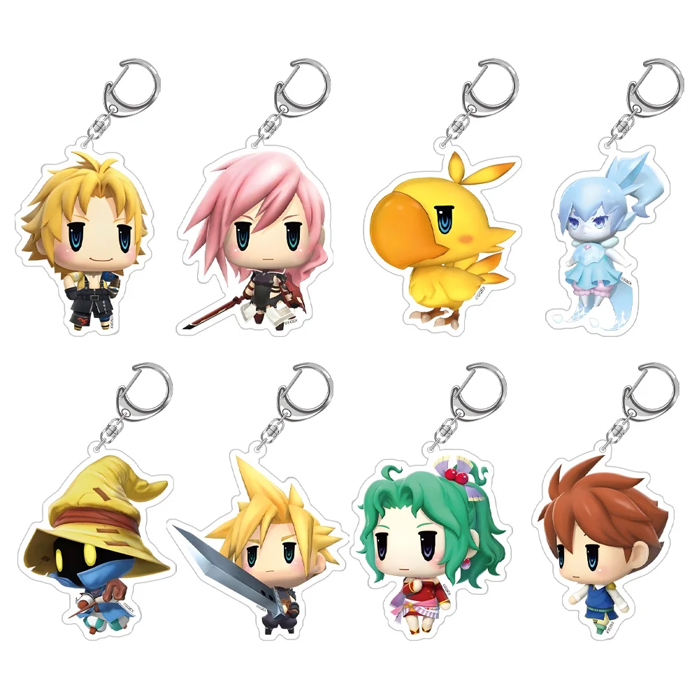 Anime loja periférica final fantasia bartz tina relâmpago chocobo tidus relâmpago chocobo bebê shiva acrílico chaveiro presentes