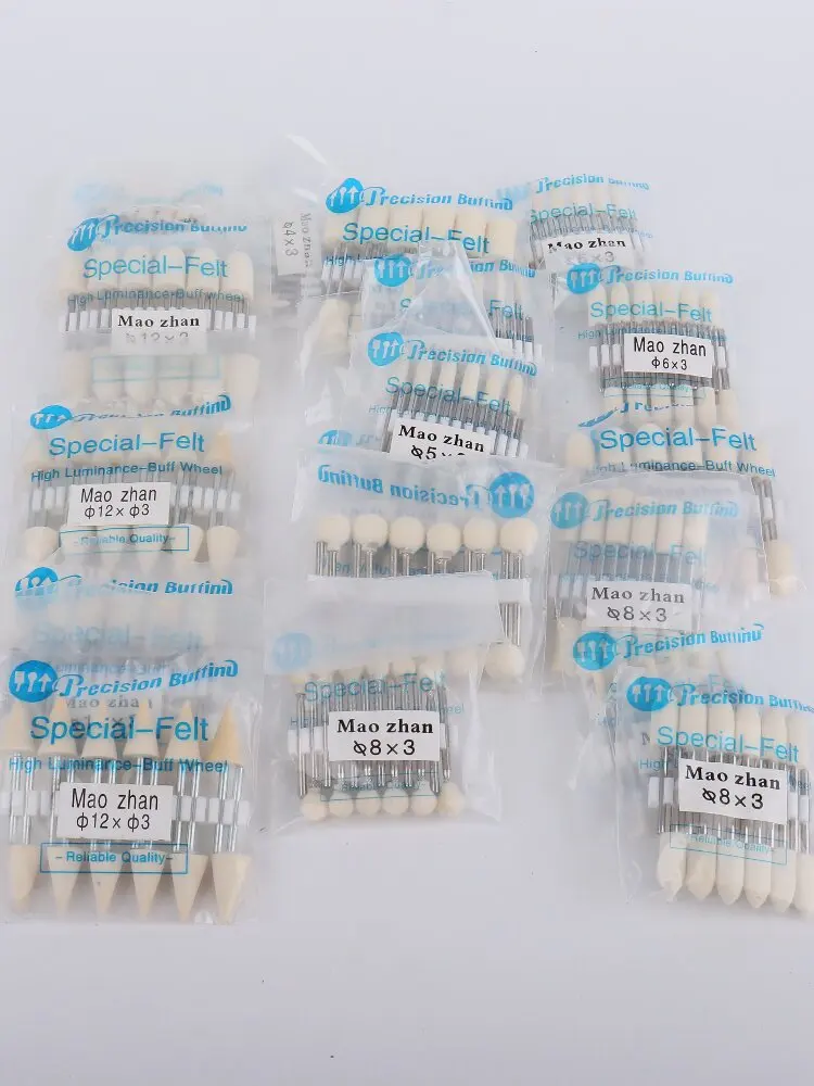 60 Stück/120 Stück, 1 Packung, Polierscheiben aus Wollfilz, Außendurchmesser 3–12 mm, Schleifkopf für Dremel-Bohrmaschine, Drehwerkzeug, 3-mm-Schaft. – Detail 3