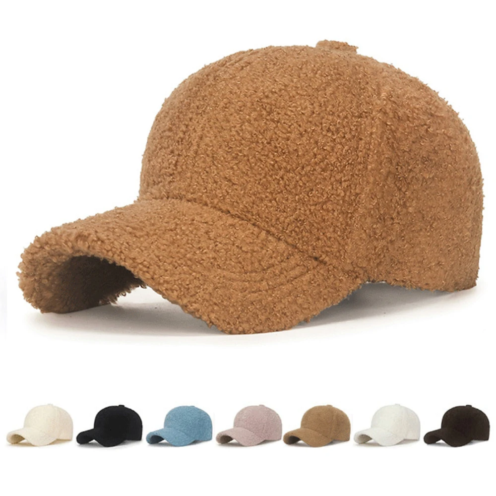 

HT4927 Baseball Cap Berber Fleece Autumn Winter Caps for Men Women Solid Plain Adjustable Snapback Cap Male Female Baseball Hat