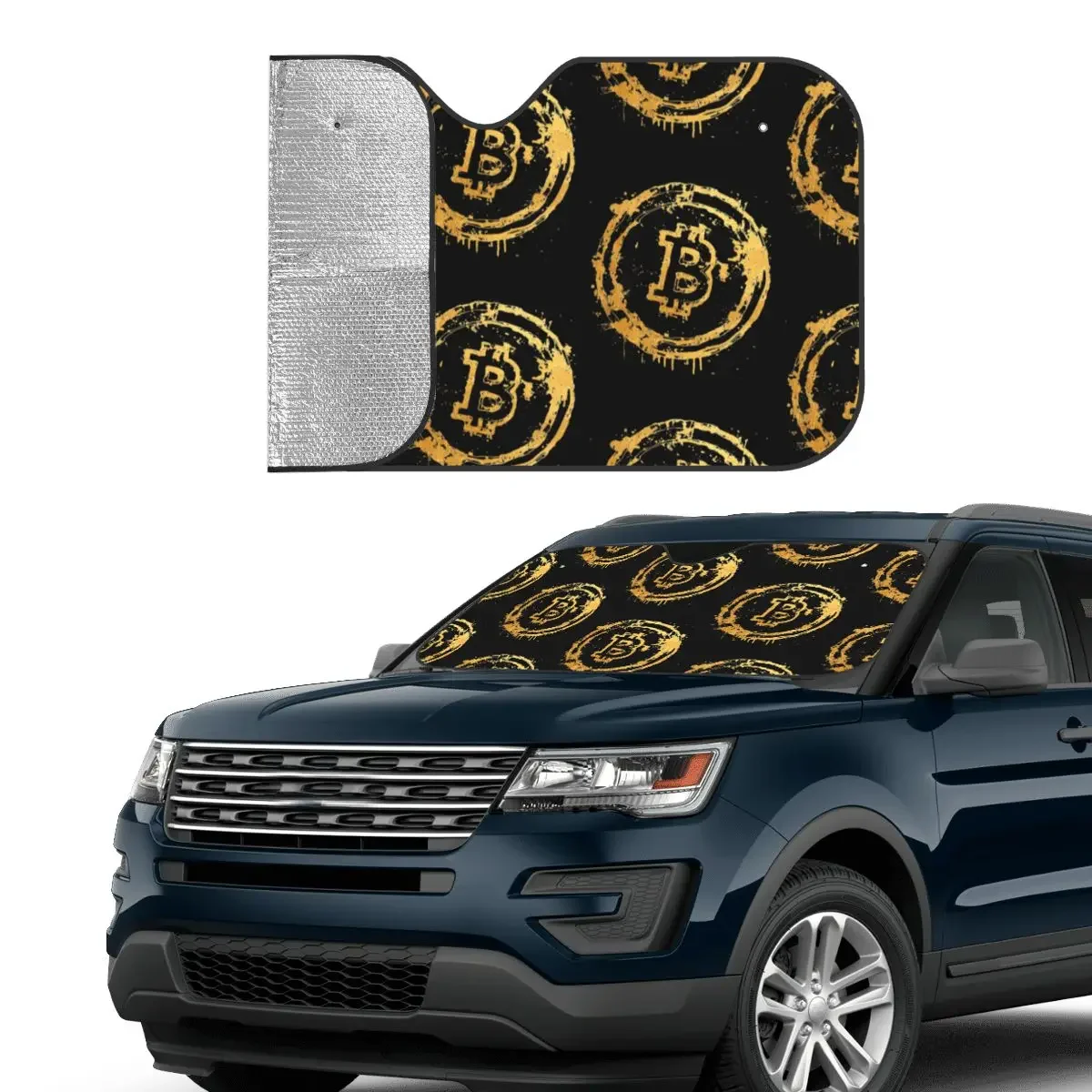 Bitcoin Gold Windshield Sunshade Bitcoin Cryptocurrency Crypto Btc Blockchain Geek Car Window Windscreen Cover Heat Reflector