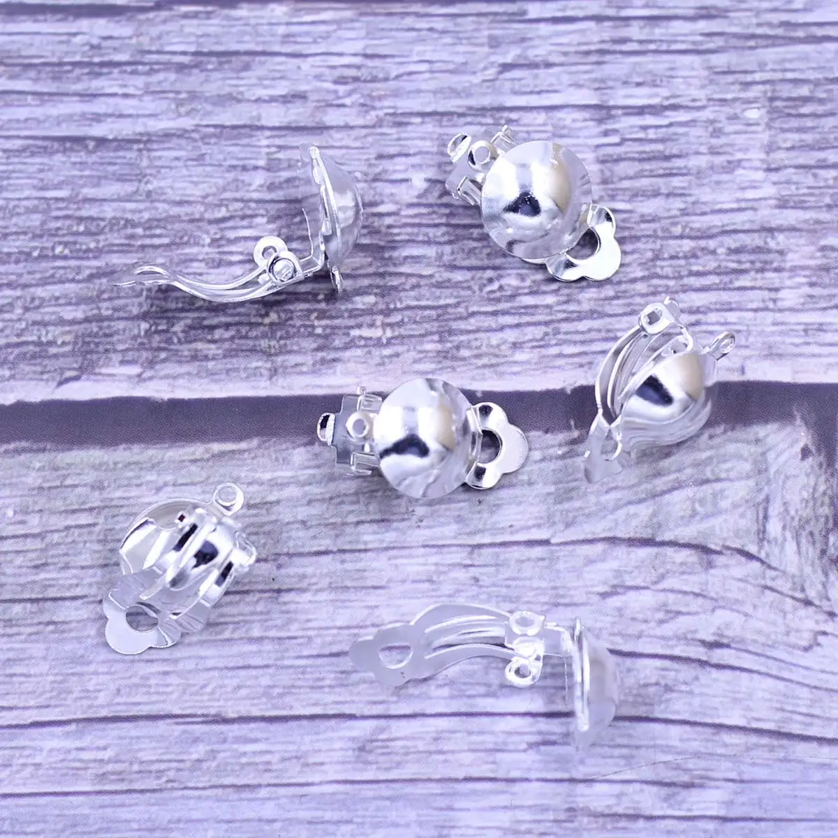 250Pcs Earring Clip Ear Copper Silver Plated Jewelry DIY Making Findings 12x14mm