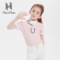 Hello Horse Kidsren's Equestrian Sports Tops Riding Short-Sleeved Comfortable Breathable T-Shirt Knight Equipment Harness