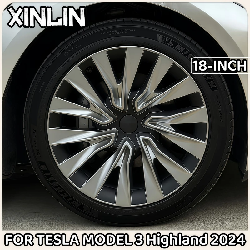 

4 шт., 18-дюймовые колпаки для ступиц, сменные колпаки для колес, полная крышка обода, аксессуары для Tesla Model 3 Highland 2024
