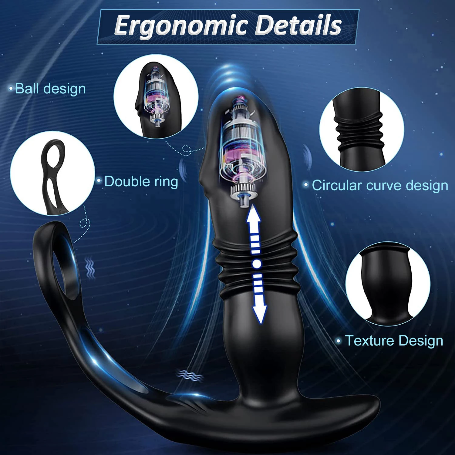 Silicone Anal Vibrator Thrusting Prostate Stimulator Massager Delay Ejaculation Lock Ring Anal Butt Plug Sex Toys Dildos for Men