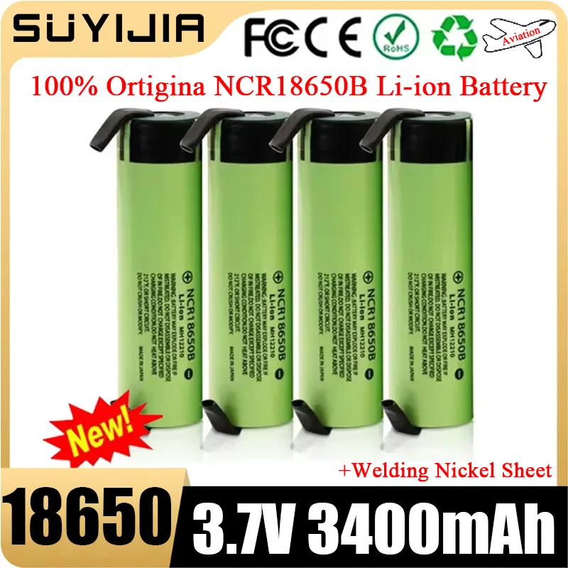 2024 New Original 100% NCR18650B 3.7 V 3400mah 18650 Lithium Rechargeable Battery Welding Nickel Sheet Batteries DIY 12V 24V 36V