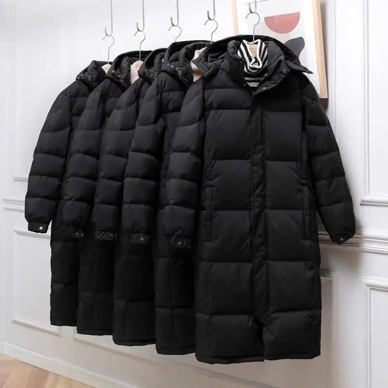 

Female Winter Long Down Jacket Plus Size Puffer Womens Hooded Black Fashion Warm High-quality Coats Women Jackets Q464