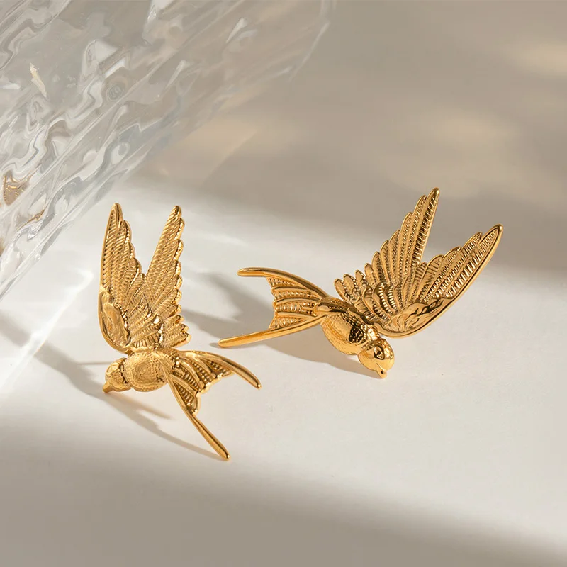 ROXI | Metal Peace Bird Earring Women Stainless Steel Personalized Hip Hop Jewelry New Design Wholesale