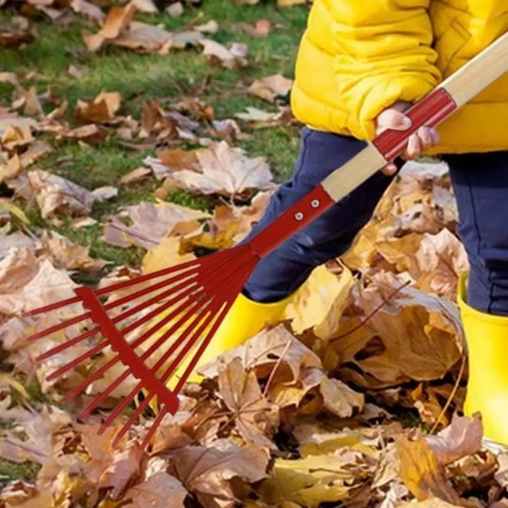 Kid-Friendly Design Small Garden Rake Kit Hardwood Handle Fun Children's Garden Leaves Rake Colorful 2 Shovels