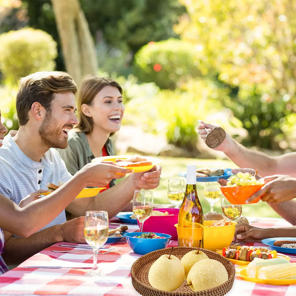 

1pcs Large Round Wicked Storage Bin Handwoven Basket For Fruits Bread Pantry Organization Home Decor Light Brownkitchen Shelf