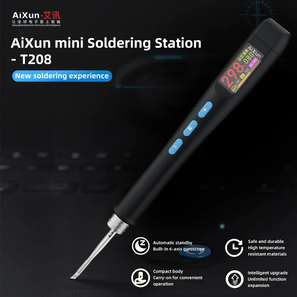 

AiXun T208 Mini Soldering Station Intelligent Standby 18W-80W Adjustable USB Upgrade Support for Electronic Product Repair Tool