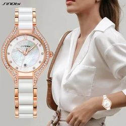 Sinobi Fashion Design Woman Watches Top Luxury Diamond Women Quartz Wristwatches New White Girl Gift Clock Relogio Feminino