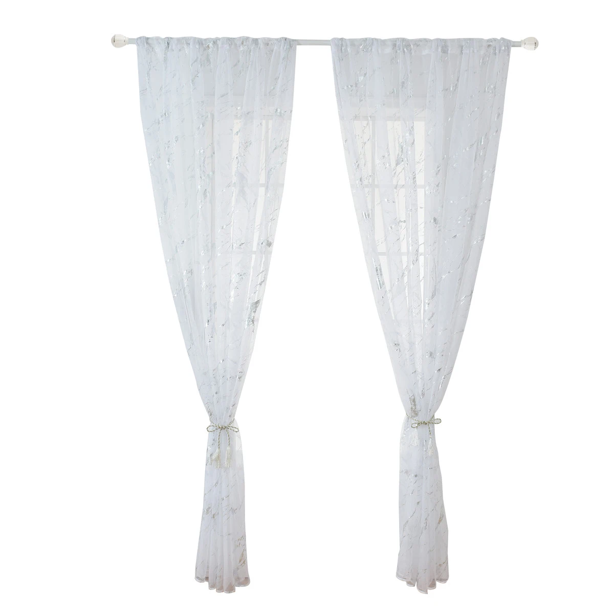 

Marble Texture Sheer Curtain Half Shading Tulle Voile Decorative Screening Window Veil Privacy Protect Polyester Home Decor