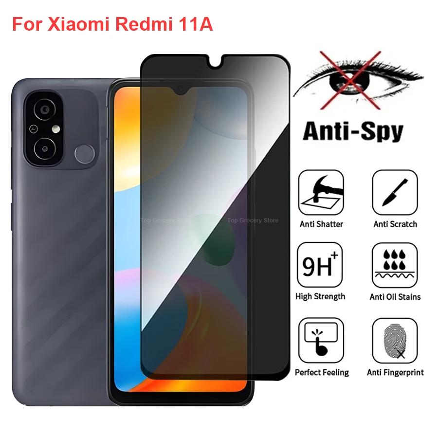 

For Xiaomi Redmi 11A Anti Spy Privacy Tempered Glass Screen Protector Compatible For Redmi11A Full Cover Screen Phone Film