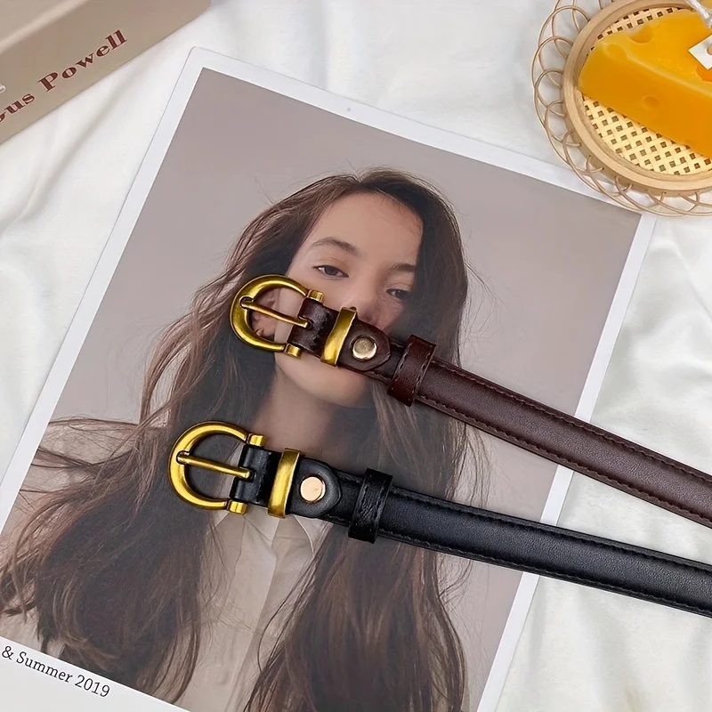 أزياء العتيقة الرجعية بسيطة الإناث المراهقين رقيقة نمط أحزمة السيدات قطع حافة حزام الجينز #3