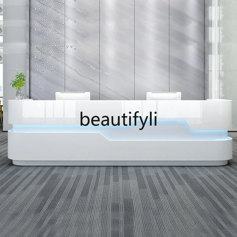 

zzqFront Reception Desk Simple Fashion Lacquer Office Bar Table Shop Service Cashier Desk Company Front Desk