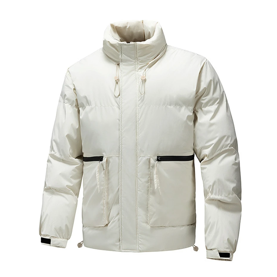 Autumn Winter Padded Jacket Men Solid Color Cargo Parkas Fashion Casual Stand Collar Parkas Male