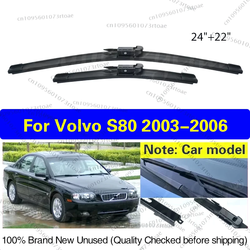 

Car Wiper Blades For Volvo S80 2003 2004 2005 2006 Soft Rubber Windshield Windscreen Front Window Blades 24"+22" Car Accessories