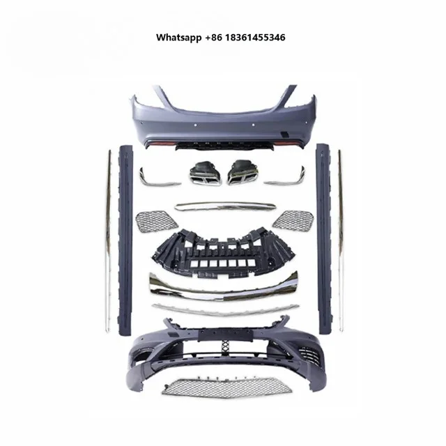 For W222 S Class 14-17 Upgrade S65 BodyKit Front Rear Bumper Grille Spoiler Side Skirt Fender Bumper Kits