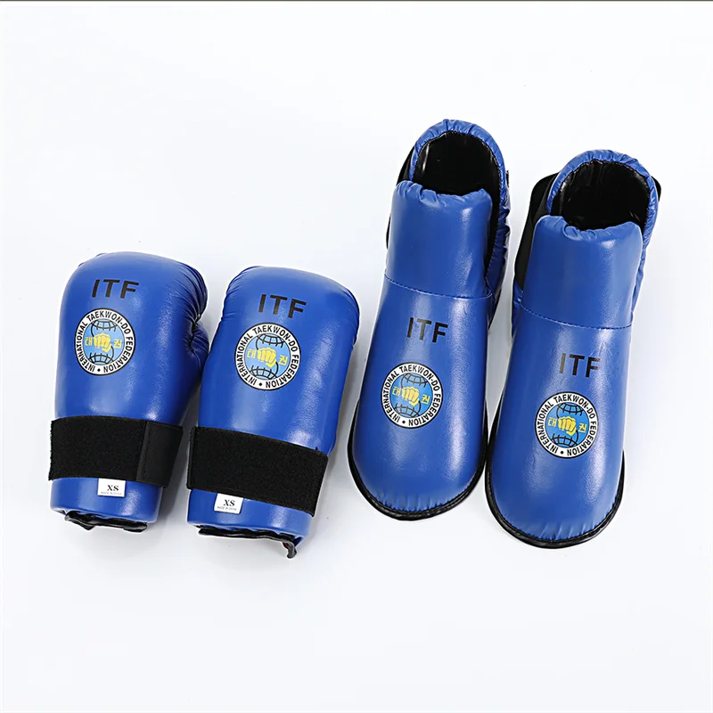 karate-boxing-gloves-taekwondo-red-blue-itf-pu-leather-gloves-foot-and-ankle-martial-arts-training-protective-equipment