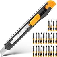 4/24 Pack Box Cutter Retractable, Utility Knife 9MM Wide Snap-Off Blades, Exacto Knife for Cutting Box, Wrapping, Cardboard