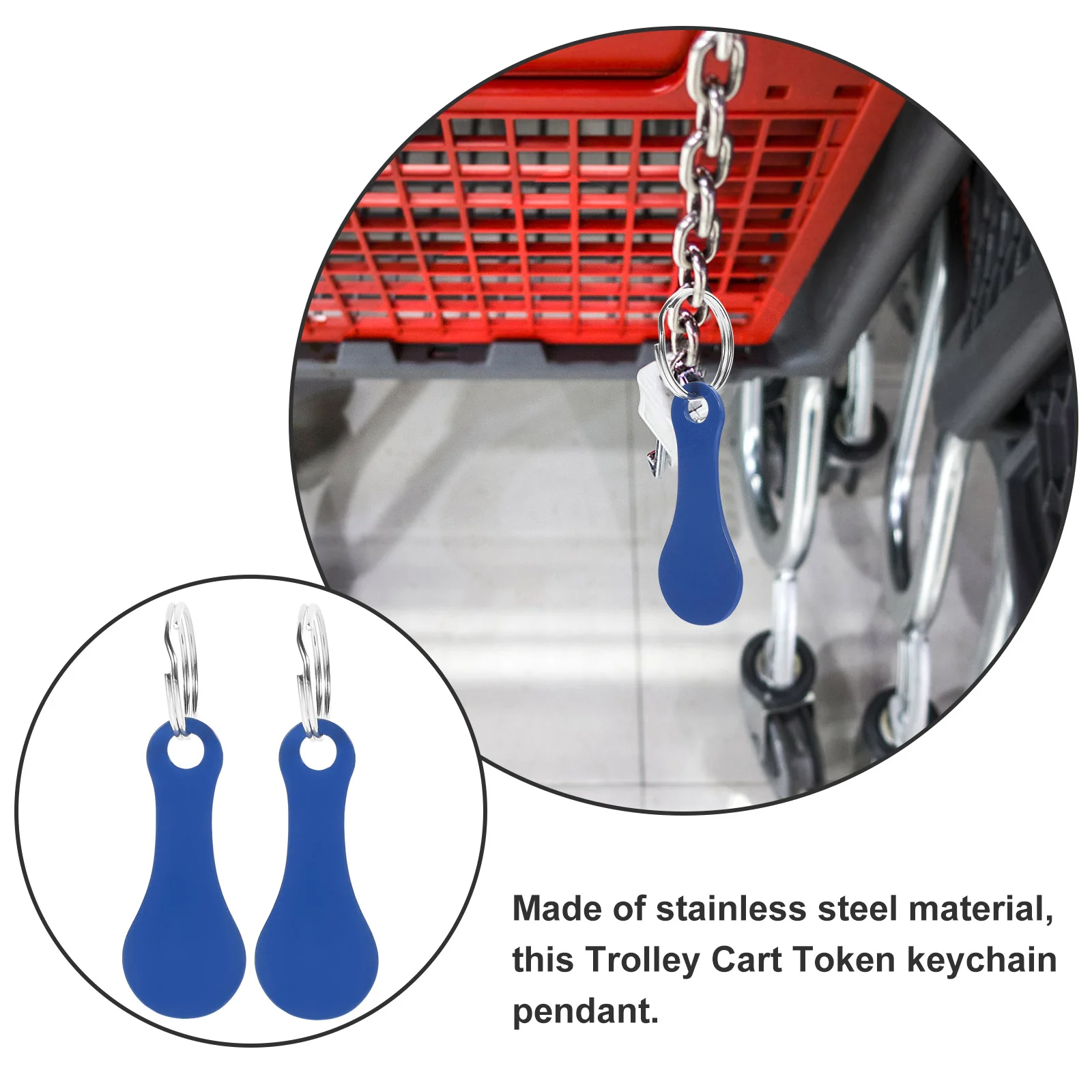 4-delige Go Cart Shopping sleutelhanger Trolley Token Ornament Handtas Tokens Hanger Benodigdheden Rode muntring