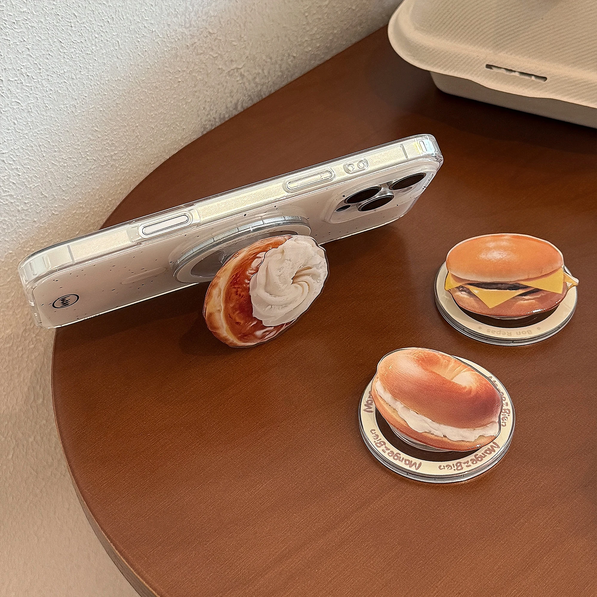 

Three dimensional hamburger magnetic bracket Magsafe universal magnetic grip bracket can be directly supported for iPhone