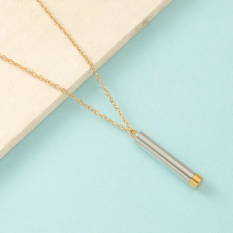 Customized Telescopic Three-dimensional Bar Pendant with Family Name Engraving Stainless Steel Necklace for Women Men