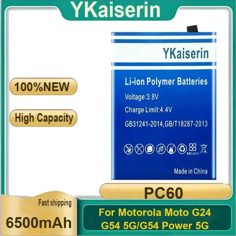 

Mobile Phone Battery For Motorola Moto G24 G54 5G Power Prolonged Performance PC60 6500Mah