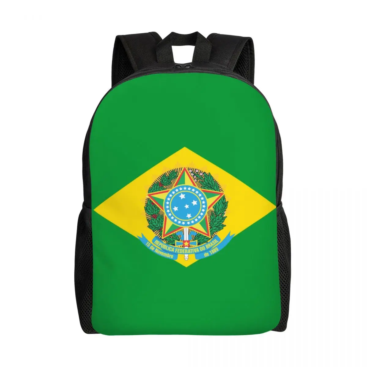 Brazil National Emblem Laptop Backpack Women Men Basic Bookbag for School College Student Brazilian Map And Flag Bag