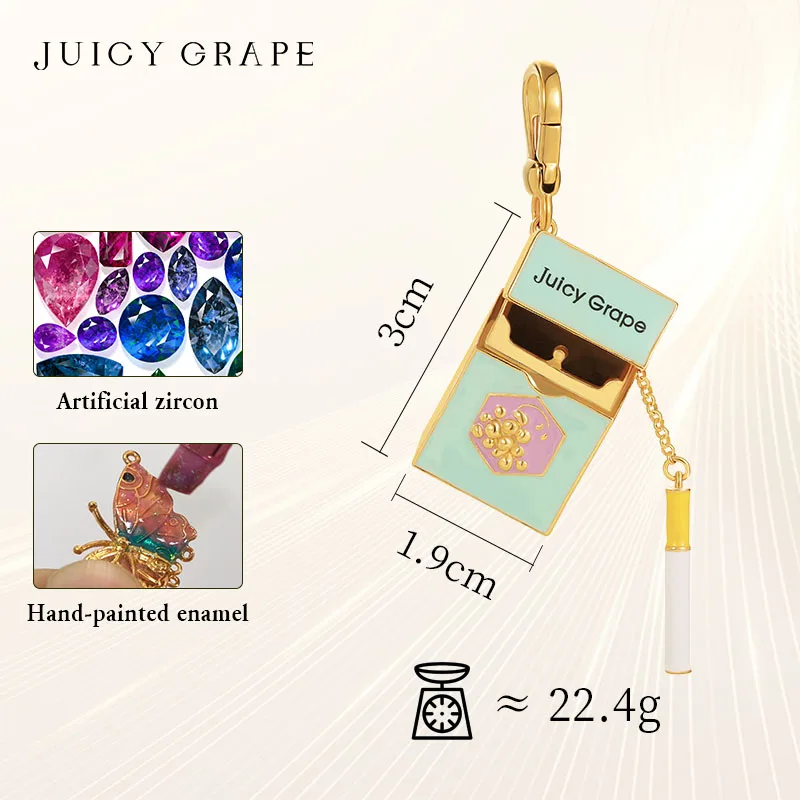 New Juicy Grape Charm Cigarette Case Necklace Handbag Keychain  Sweater Chain Handmade Enamel Jewellery Birthday Gifts