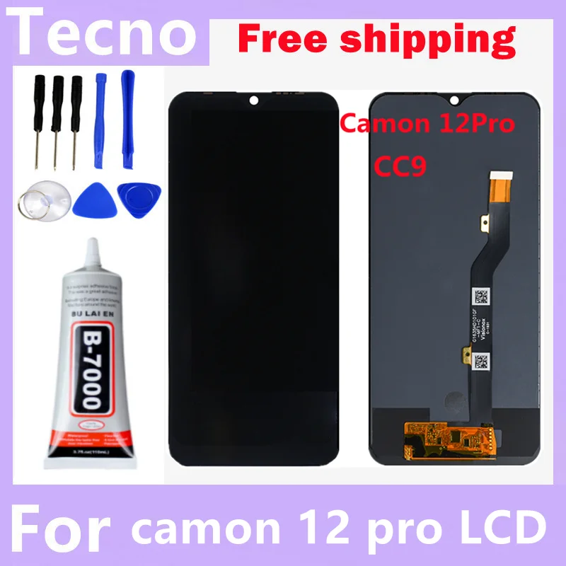 

6.4" Original Black For Tecno Camon 12 Pro CC9 LCD Display With Touch Screen Digitizer Glass Combo Assembly Replacement Parts