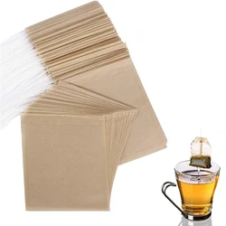 100pcs Eco-friendly Wood Pulp Paper Tea Bags Disposable Empty Tea Bags Filter for Herbal Loose Tea Infuser Teabags Teaware
