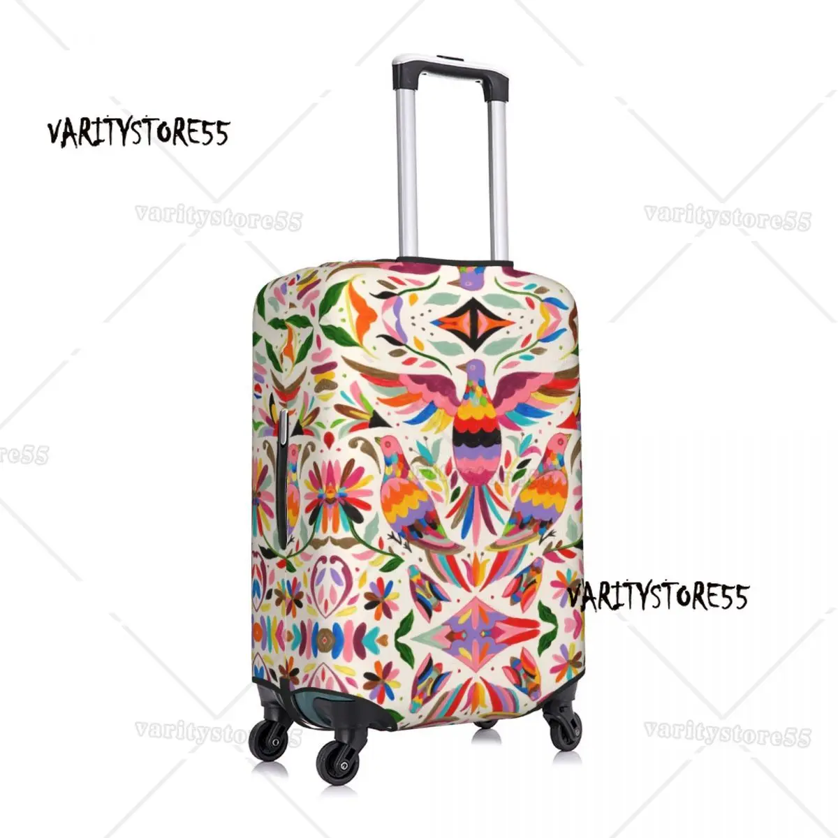 Custom Cute Fashion Mexican Otomi Birds Texture Luggage Cover Protector Washable Folk Floral Art Travel Suitcase Covers