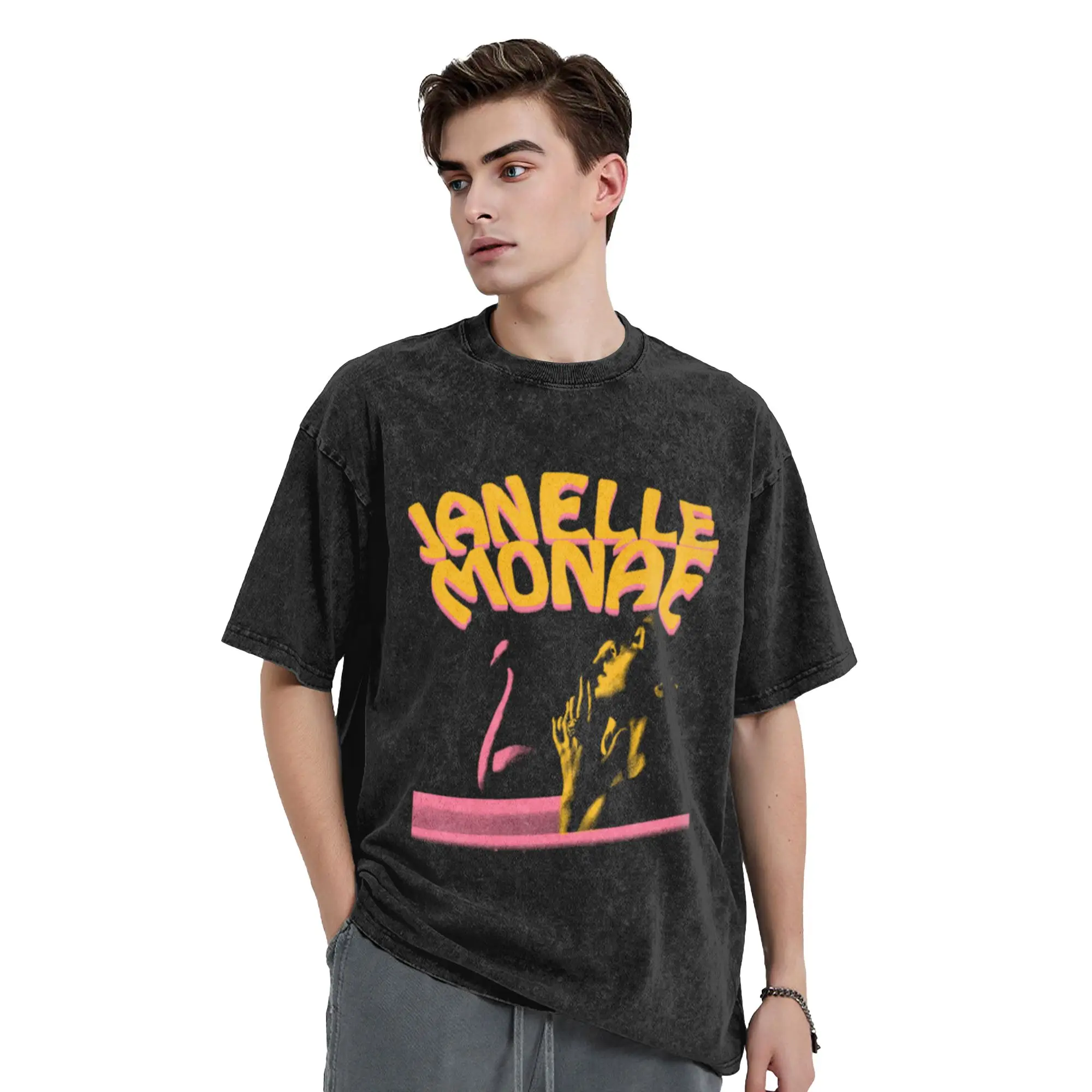 Grunge Pink And Yellow Typography Pop Unique Chic A Vintage Oversized Cotton Unisex T-Shirts