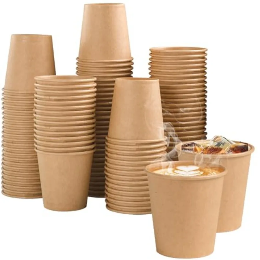 100 Count 3 oz Kraft Paper Cups, Disposable Small Coffee Cups Sample Cups for Bathroom, Mouthwash, Party, Picnic