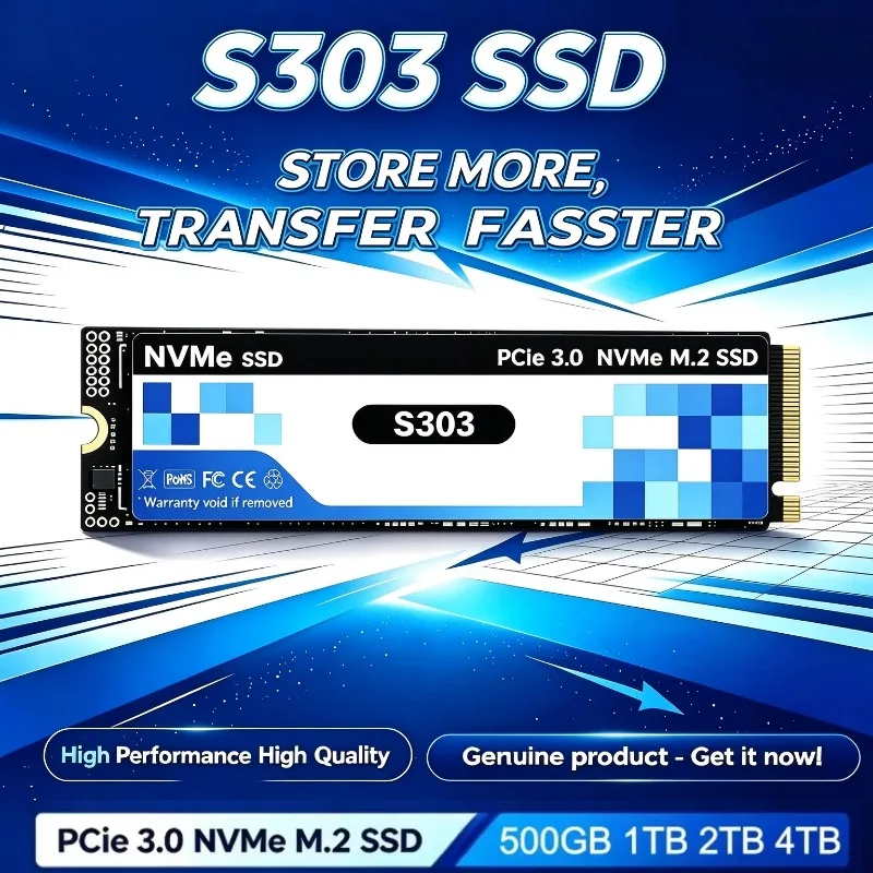 S303 M.2 NVMe SSD Internal Solid State Drive 500GB 1TB 2TB 4TB High Speed PCIe 3.0 Gaming Drive Works for Laptop PC